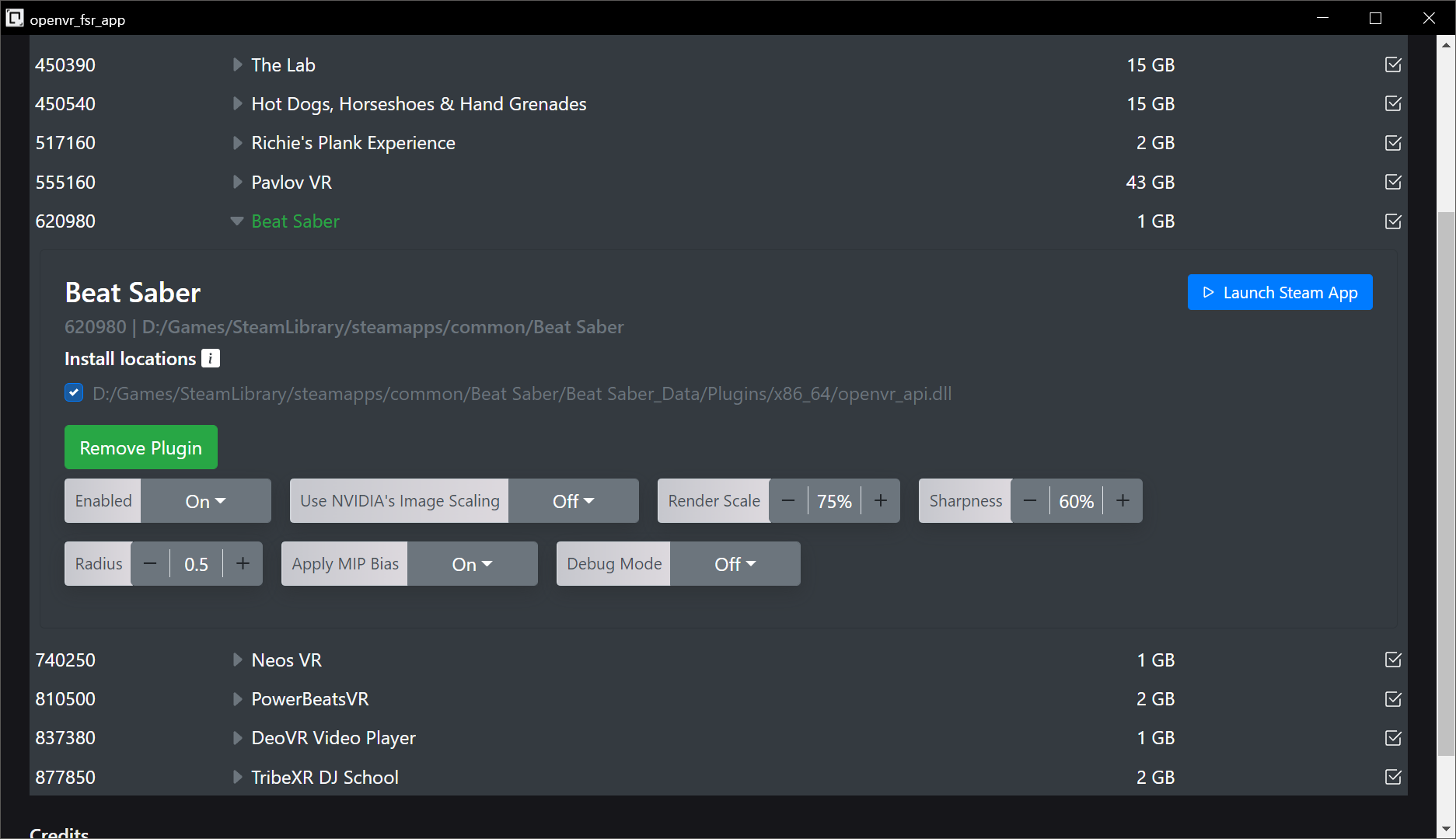 OpenVR FSR app - OpenVR에 FSR을 끼얹는 GUI 프로그램 - 가상현실 채널