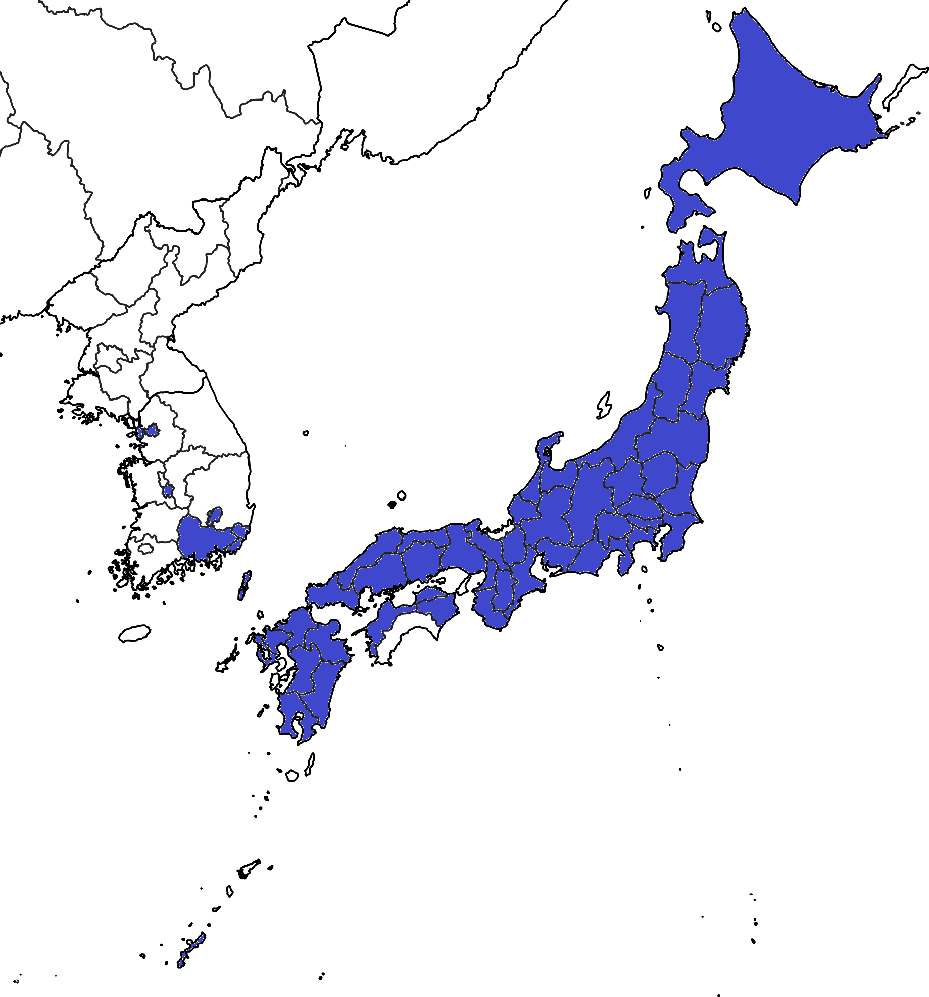 토요코인 호텔이 있는 한국과 일본의 광역행정구역 - 도시·지리 채널