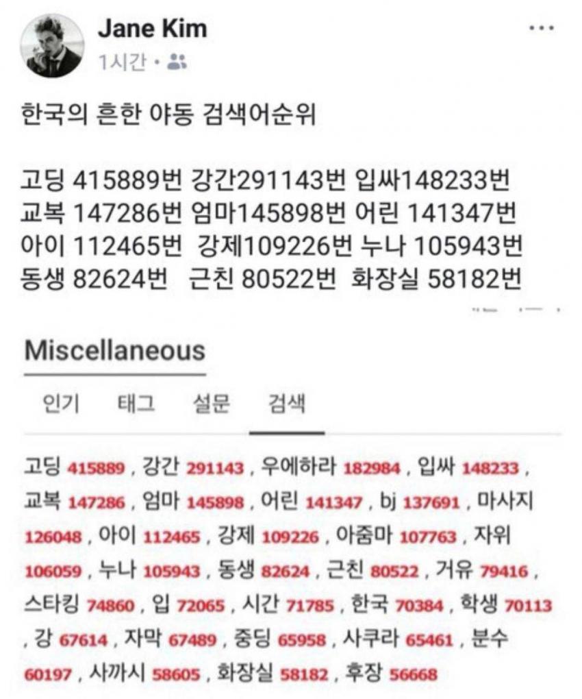 한국인 야동 검색어 순위.jpg - 붕괴3rd 채널